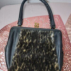 Vintage Handbag with Fur from the 50s 60s, Elegant Pin up Bag, Retro,